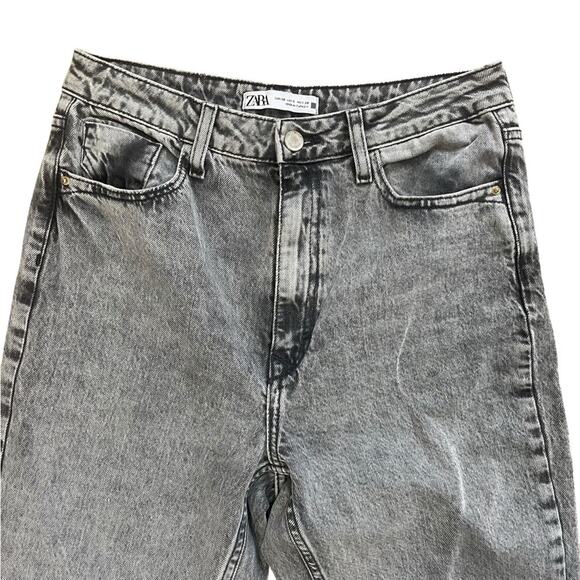 Zara High Rise Straight/Split Leg Jeans, Acid Wash Charcoal, Casual, Weekend, 6 - Picture 7 of 7